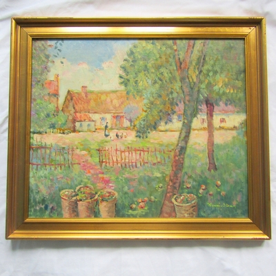 Henri STENN (1903-1993). Huile sur toile Les Pommiers en Normandie, XXe siècle