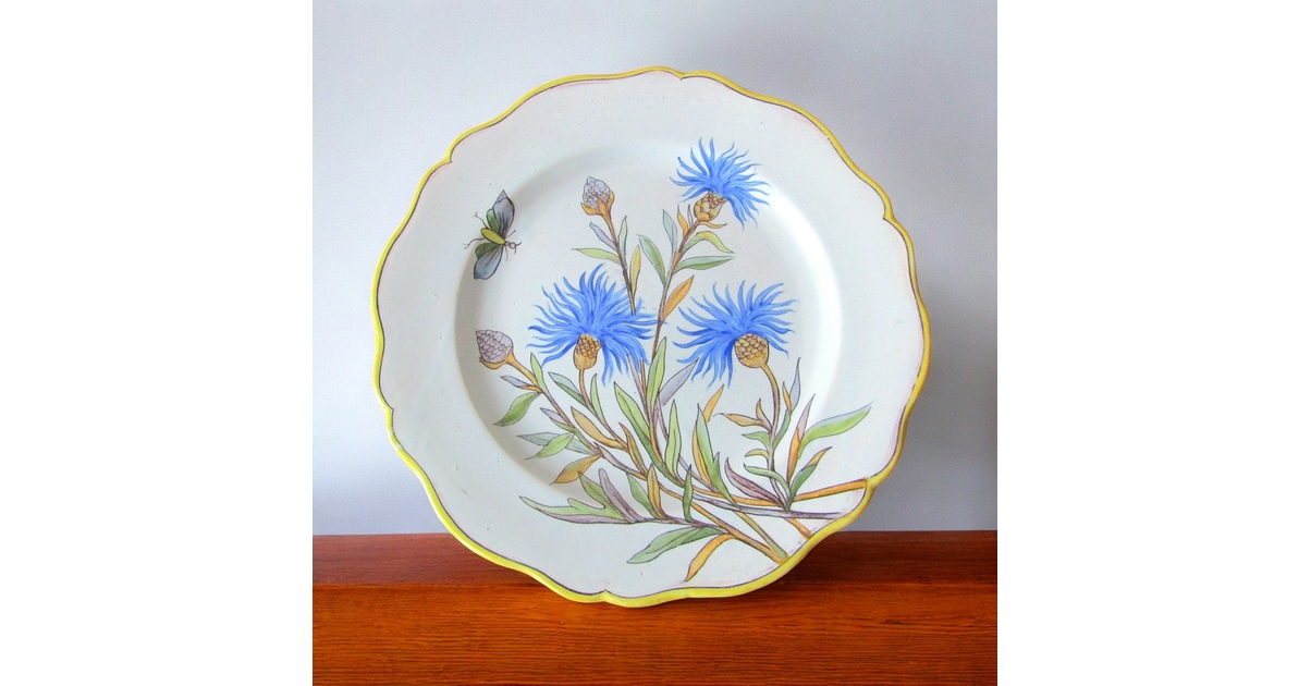 1279 ) Superbe Assiette Fleur De Lys En Faience De Quimper Hb EUR 39,99 - FR