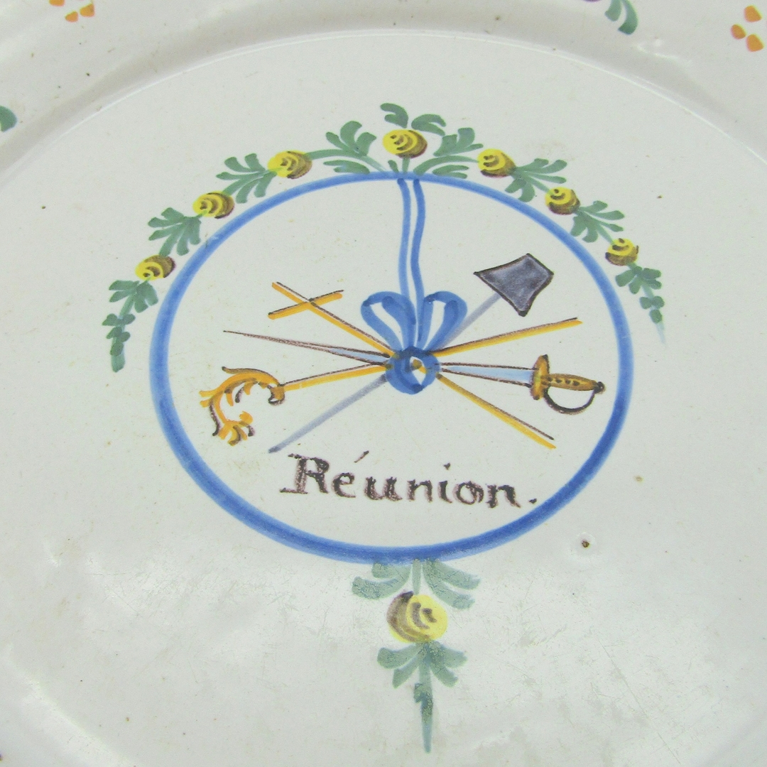 Assiette faïence Nevers révolutionnaire Vive la Nation couronne fin XVIIIè