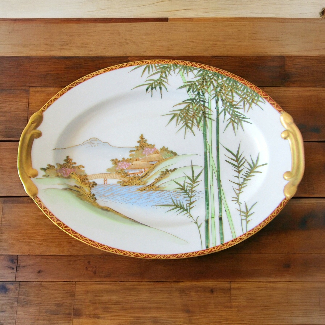 Service à Thé Japonais En Porcelaine – 6 Personnes, Décor Polychrome, Vintage 1920-1949