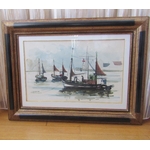 Claude Quiesse (1938). Aquarelle représentant des voiliers, XXe siècle