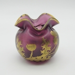 Legras ou Montjoye. Vase boule en verre soufflé à décor de chardons, début XXe siècle