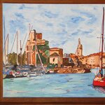 Joël FOUGMAN (1948). Acrylique représentant le Port de la Rochelle, XXe