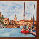 Joël FOUGMAN (1948). Acrylique représentant le Port de la Rochelle, XXe