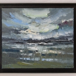 G. Stoïdis. Ecole grecque. Huile sur toile paysage en abstraction, XXe siècle