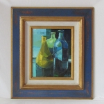 Michèle Ribeiro. Huile sur toile encadrée Verreries, XX-XXIe siècle