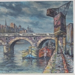 BESSE Raymond (1899-1969). Huile sur toile Le pont Louis-Philippe Paris, XXe siècle