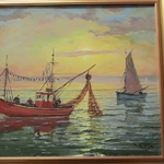William BIEHN (1911-1995). Huile sur toile les voiliers, XXe siècle