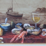 Christian SERRURIER (1947-). Huile sur toile Régalade de la mer, XXe siècle