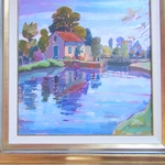 Rose-Marie BOURRELY (XX). Huile sur toile La maison de léclusier, XXe