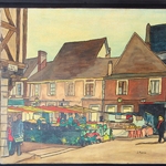 Joël FOUGMAN (1948). Acrylique représentant le Marché à Nogent-le-Roi, XXe