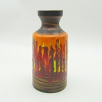 Saint-Clément. Vase en faïence à décor de coulures polychromes, années 50-60