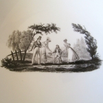 Paris. Coupe sur pied en porcelaine décor grisaille dresseur de marmottes, XIXe
