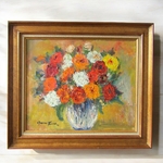 Germaine FRANCOZ (1902–1973). Savoie. Huile sur toile bouquet de fleurs
