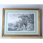 François Boucher (1703-1770) daprès. Paire destampes Le Nid et La Guirlande