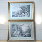 François Boucher (1703-1770) d'après. Paire d'estampes Le Nid et La Guirlande