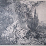 François Boucher (1703-1770) daprès. Paire destampes Le Nid et La Guirlande
