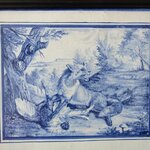 Nevers ? Plaque en faïence à décor dune scène daprès Oudry ? XIXe siècle