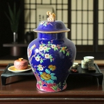 Émaux de Longwy. Boite à thé chinoise en faïence décor doiseaux, XXe siècle