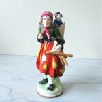 Allemagne. Schwarza-Saalbahn. Figure en porcelaine une femme et son chien, XXe siècle