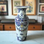 Gien. Vase en faïence à décor polychrome dans le goût de Rouen, XIXe siècle