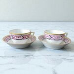 Paris. Paire de tasses en porcelaine décor de fleurs dans des réserves, XIXe