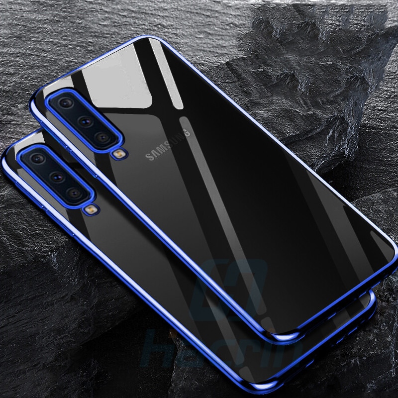 Silicone-tui-pour-Samsung-Galaxy-A7-2018-Couverture-Placage-Transparent-tui-De-Protection-Pare-chocs-pour
