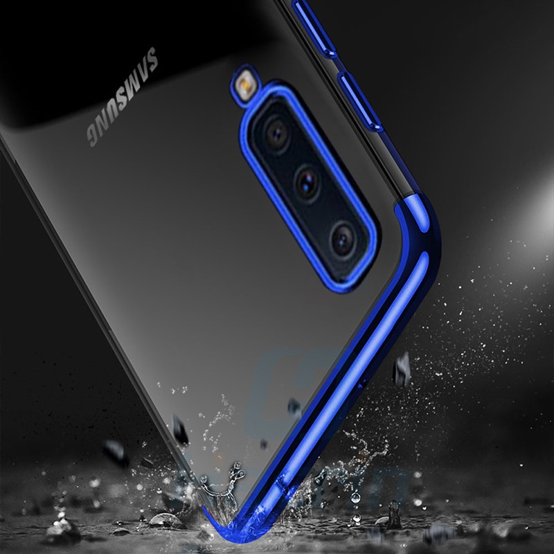 Silicone-tui-pour-Samsung-Galaxy-A7-2018-Couverture-Placage-Transparent-tui-De-Protection-Pare-chocs-pour