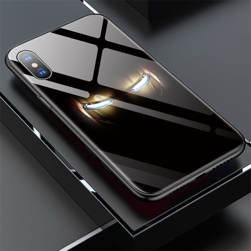Captain-Marvel-Iron-Man-Captain-America-Verre-T-l-phone-tui-pour-iphone-XSmax-XR-XS