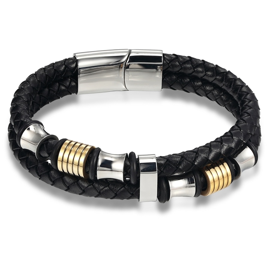 XQNI-Bracelet-en-cuir-v-ritable-Double-couche-19-21-23-CM-couleur-or-argent-bijoux