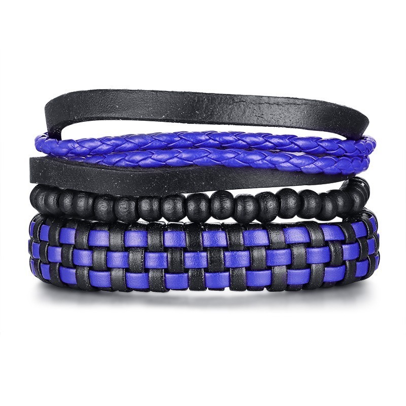 Vnox-4-pi-ces-ensemble-Bracelets-noirs-pour-hommes-bracelet-r-glable-longueur-boh-me-vacances