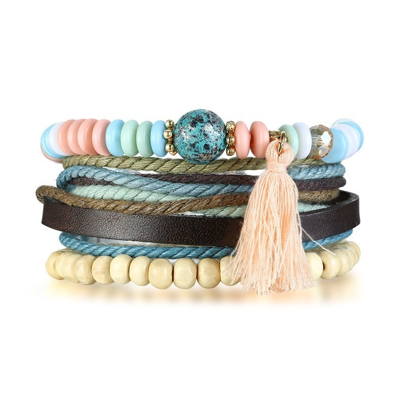 Vnox-4-pi-ces-ensemble-Bracelets-noirs-pour-hommes-bracelet-r-glable-longueur-boh-me-vacances