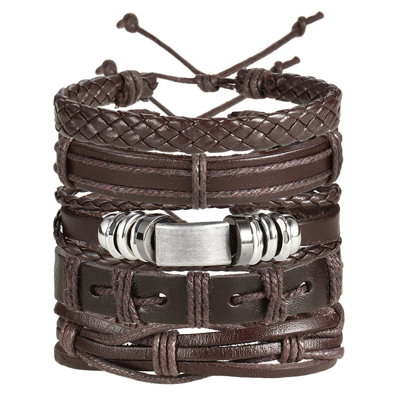 Si-moi-Vintage-feuille-plume-multicouche-Bracelet-en-cuir-hommes-mode-tress-la-main-toile-corde