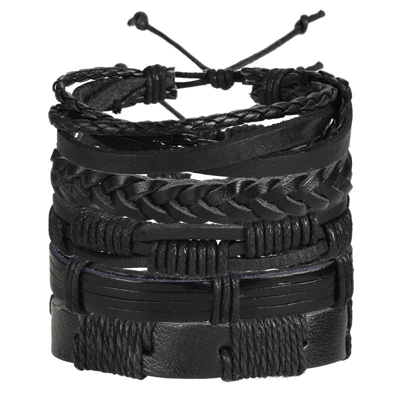 Si-moi-Vintage-feuille-plume-multicouche-Bracelet-en-cuir-hommes-mode-tress-la-main-toile-corde