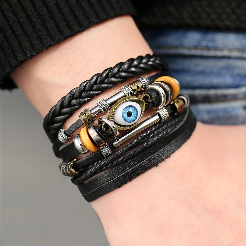 Si-moi-mode-multicouches-hommes-Bracelets-en-cuir-perl-ensemble-Vintage-gravure-espoir-infini-tress-Bracelets