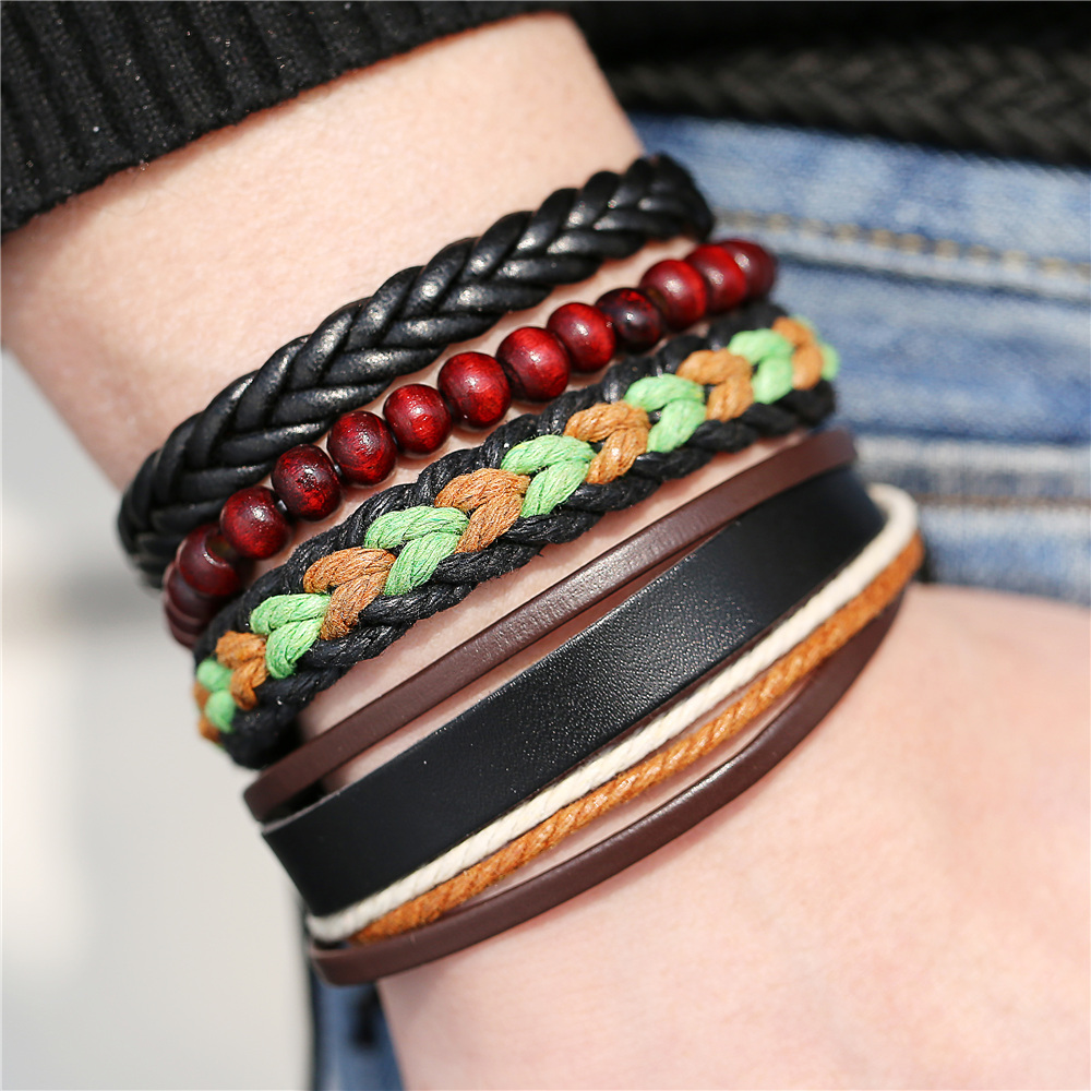 Si-moi-mode-multicouches-hommes-Bracelets-en-cuir-perl-ensemble-Vintage-gravure-espoir-infini-tress-Bracelets