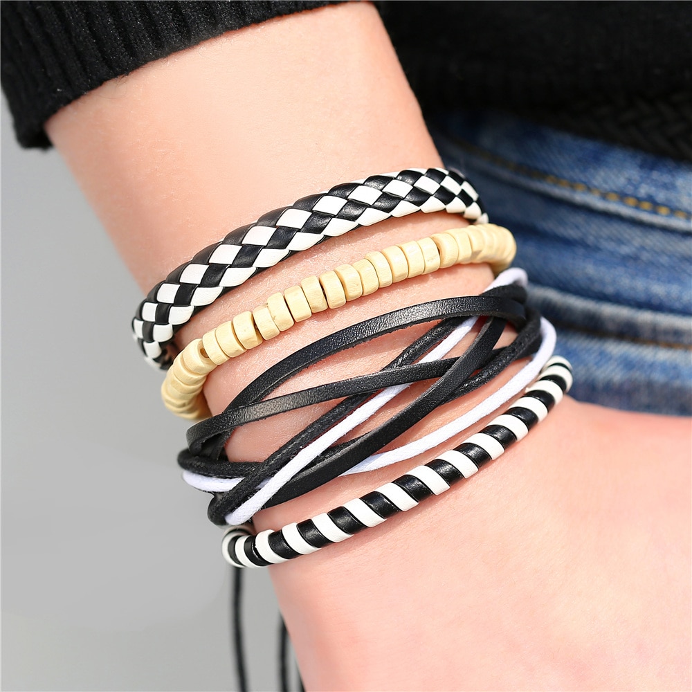 Si-moi-mode-multicouches-hommes-Bracelets-en-cuir-perl-ensemble-Vintage-gravure-espoir-infini-tress-Bracelets