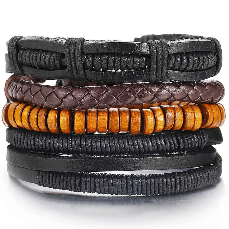 Si-moi-perle-de-bois-m-le-multicouche-Bracelet-en-cuir-hommes-tress-corde-bracelets-d