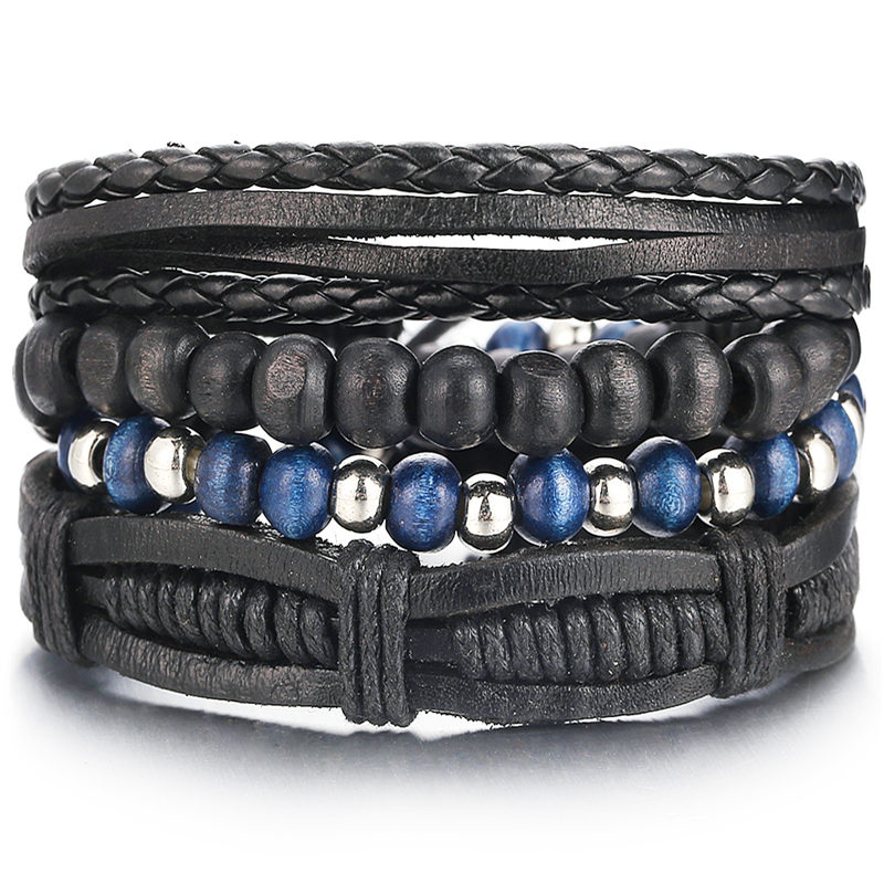 Bracelet HD Mécanique cuir bleu
