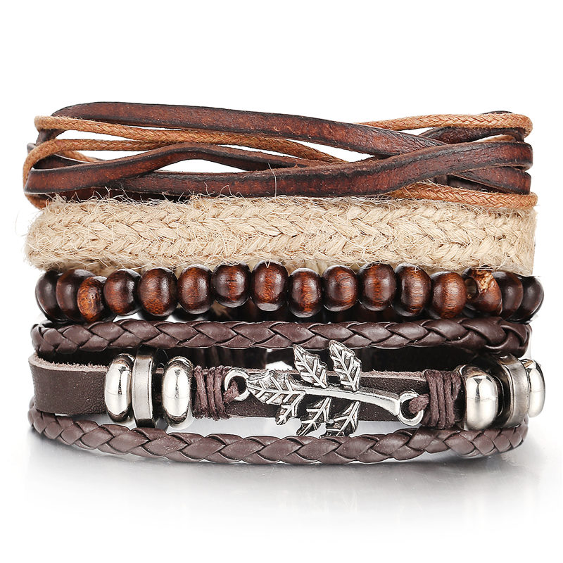 Si-moi-perle-de-bois-m-le-multicouche-Bracelet-en-cuir-hommes-tress-corde-bracelets-d
