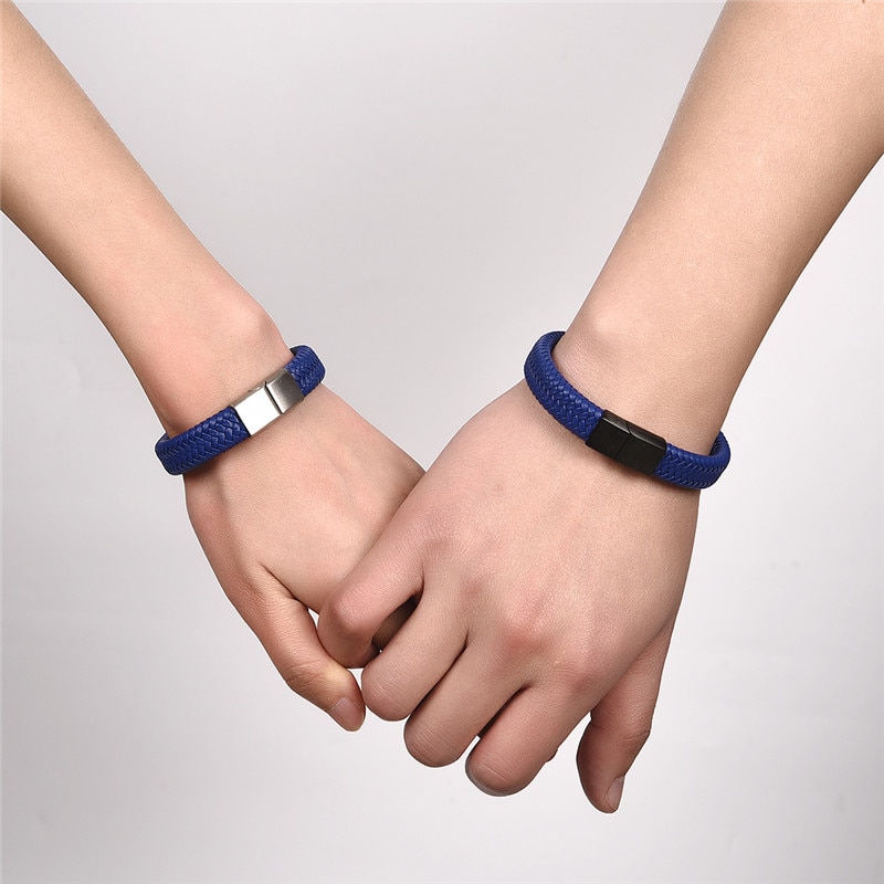 Jiayiqi-Punk-hommes-bijoux-noir-marron-tress-Bracelet-en-cuir-acier-inoxydable-fermoir-magn-tique-mode