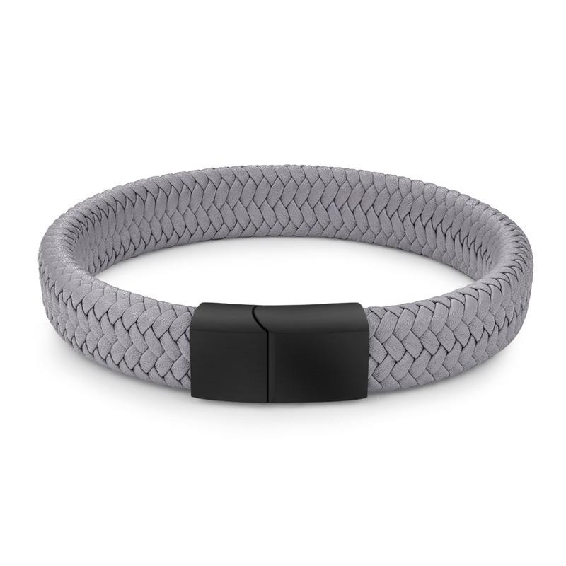 Jiayiqi-Punk-hommes-bijoux-noir-marron-tress-Bracelet-en-cuir-acier-inoxydable-fermoir-magn-tique-mode