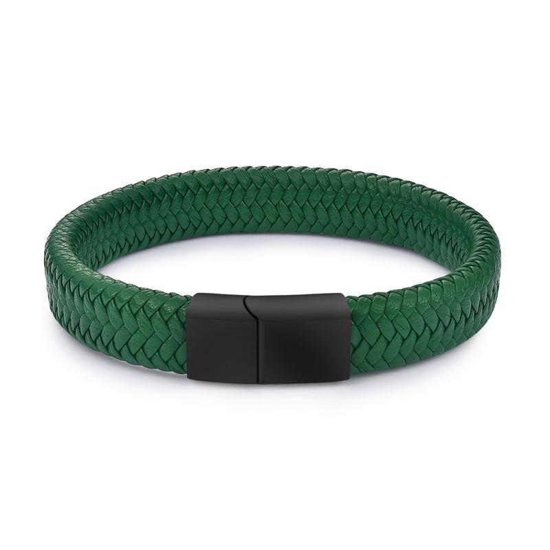 Jiayiqi-Punk-hommes-bijoux-noir-marron-tress-Bracelet-en-cuir-acier-inoxydable-fermoir-magn-tique-mode