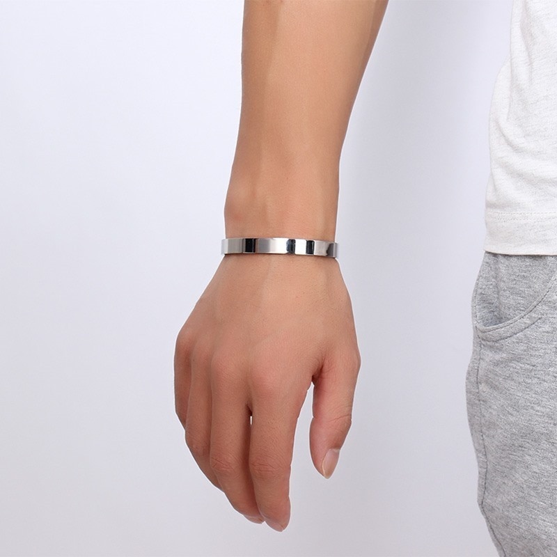 ZORCVENS-femmes-et-hommes-8mm-largeur-Surface-Bracelet-jonc-acier-inoxydable-Bracelet-hommes-argent-or-noir