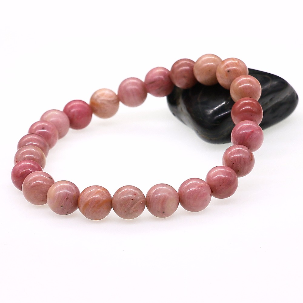 Bracelet-en-pierre-naturelle-Rhodochrosite-extensible-Bracelet-de-Yoga-empilable-8-MM-rond-Ro-se-perl