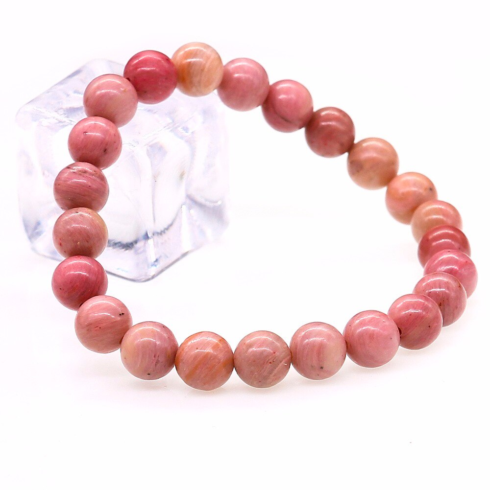 Bracelet-en-pierre-naturelle-Rhodochrosite-extensible-Bracelet-de-Yoga-empilable-8-MM-rond-Ro-se-perl