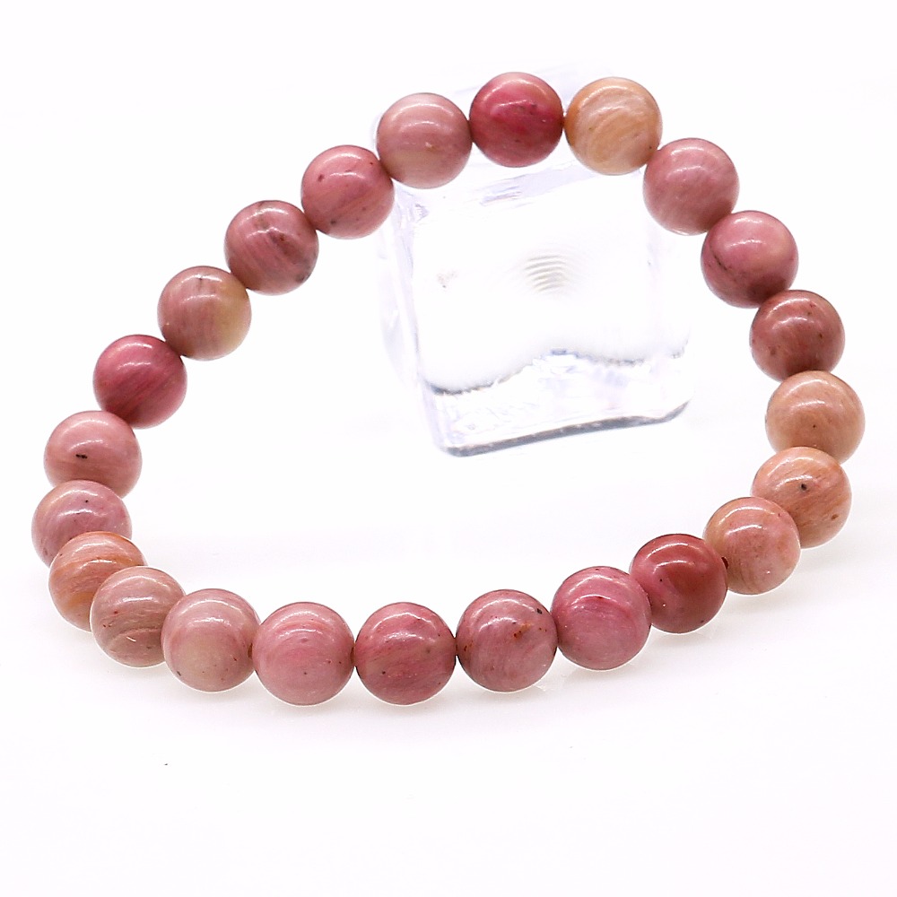 Bracelet-en-pierre-naturelle-Rhodochrosite-extensible-Bracelet-de-Yoga-empilable-8-MM-rond-Ro-se-perl