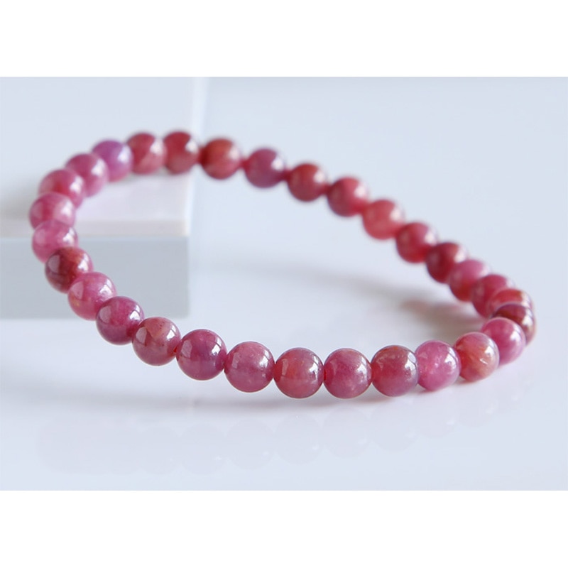 Livraison-gratuite-remise-en-gros-naturel-v-ritable-rose-rouge-rubis-Bracelet-lisse-perles-rondes-fini