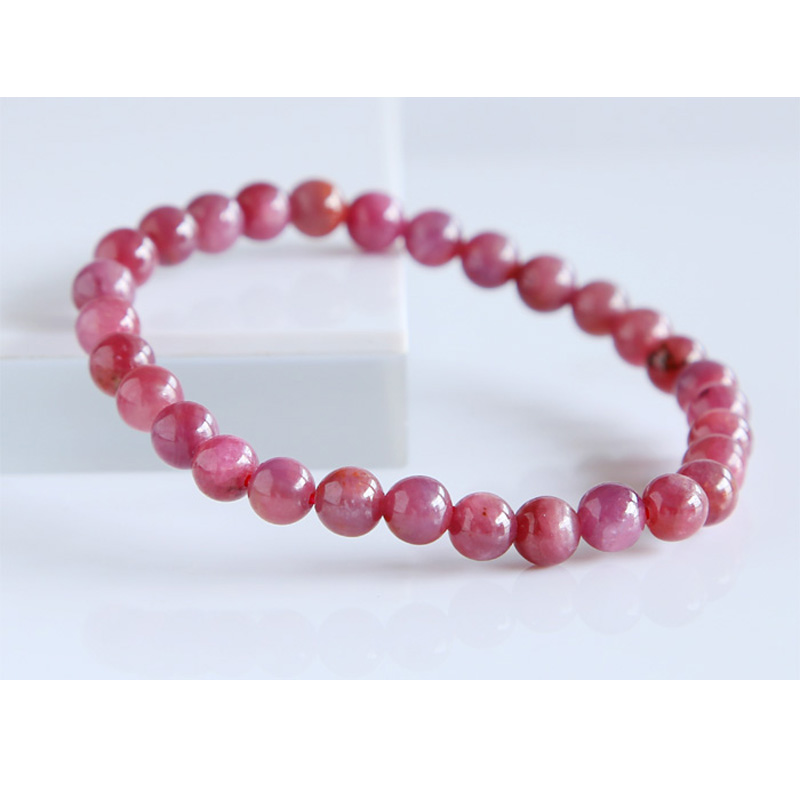 Livraison-gratuite-remise-en-gros-naturel-v-ritable-rose-rouge-rubis-Bracelet-lisse-perles-rondes-fini