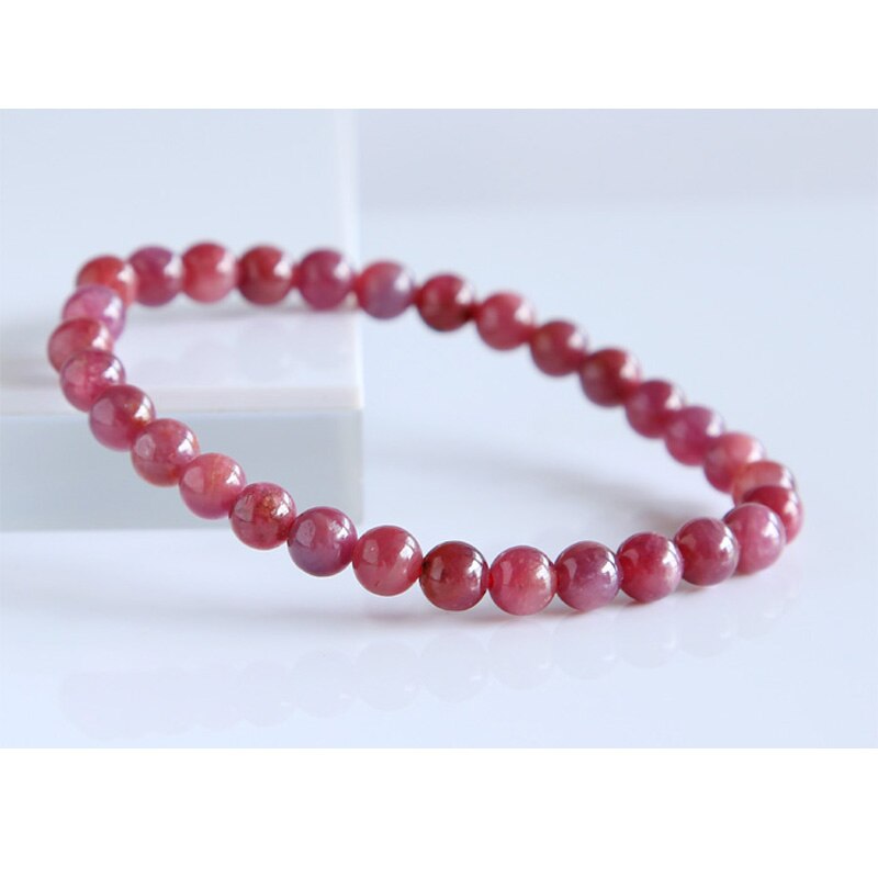Livraison-gratuite-remise-en-gros-naturel-v-ritable-rose-rouge-rubis-Bracelet-lisse-perles-rondes-fini